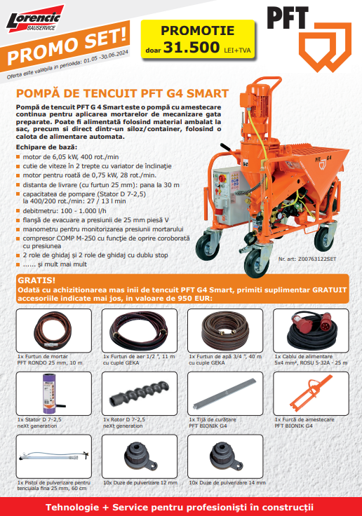 POMPĂ DE TENCUIT PFT G4 SMART
